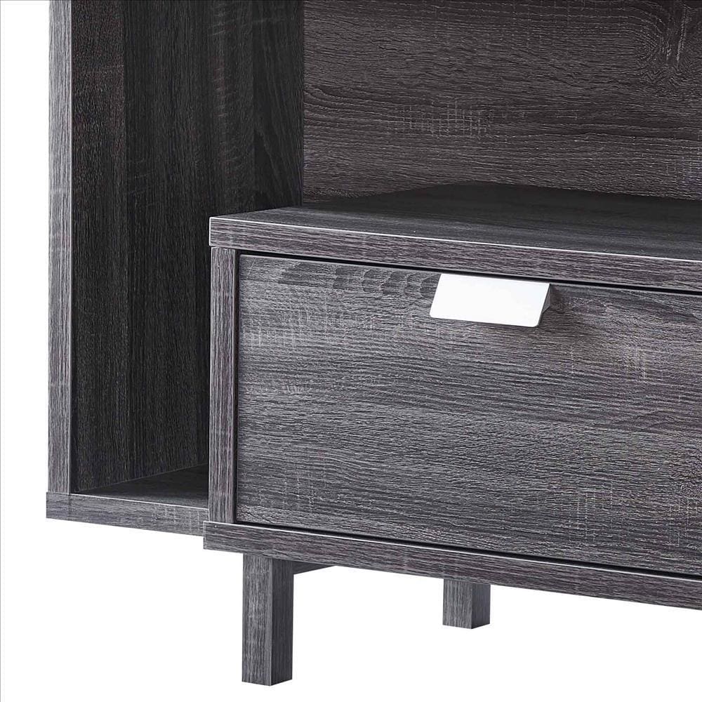 TV Stand with 2 Wooden Shelves and 2 Drawers Gray By Casagear Home BM240838