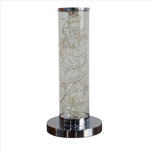 Column Table Lamp with Integrated Multicolored LED, Clear By Casagear Home