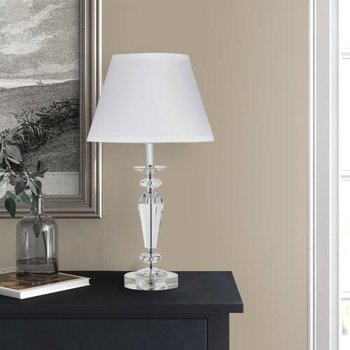 Table Lamp | Turned Tubular Crystal Body | Clear