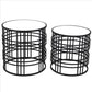 Mirrored Top Round Accent Table with Open Base, Set of 2, Black By Casagear Home