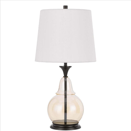 Juno Table Lamp | Metal Glass Jar Base | 15" | White | Bronze
