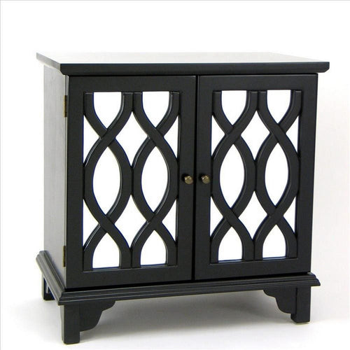 Savoy Cabinet | Lattice Mirror Doors | 2 Door | Black