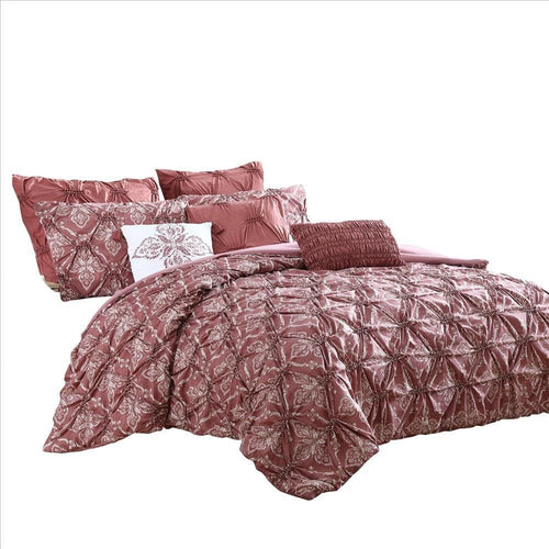 Veria 8 Piece Queen Comforter Set | Microfiber | Pink