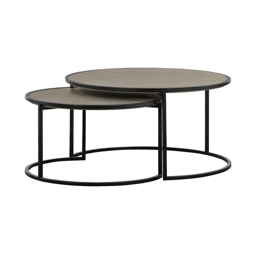 Rina Nesting Coffee Table Set | 2 Piece | Concrete | Black Metal
