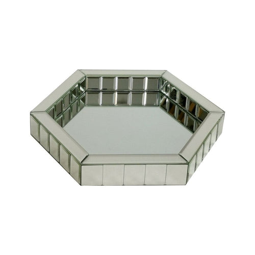 Liora Tray | Hexagonal | Beveled Mirror Frame | Clear