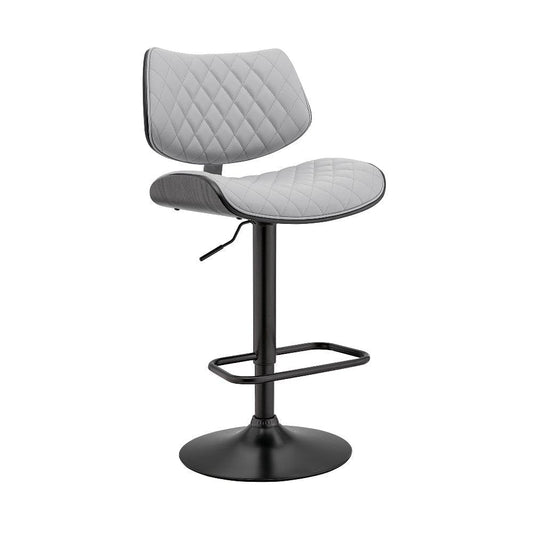 Metal and Faux Leather Adjustable Bar Stool, Black and Gray By Casagear Home