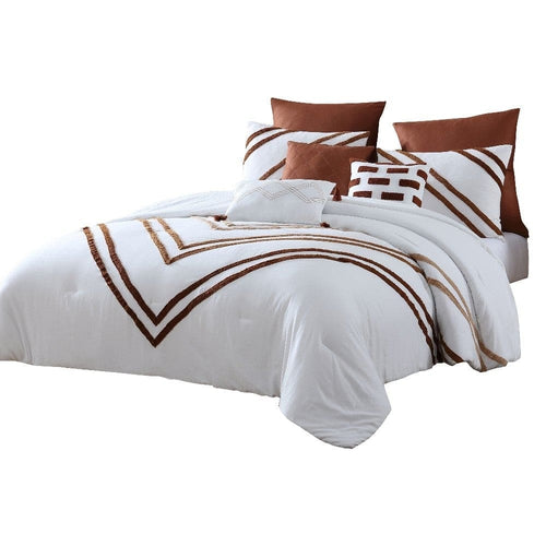 Veria 8 Piece King Comforter Set | Striped Pattern | Brown