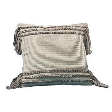 Veria 18 x 18 Decorative Pillow Cover with Striped Patchwork The Urban Port, Beige By Casagear Home