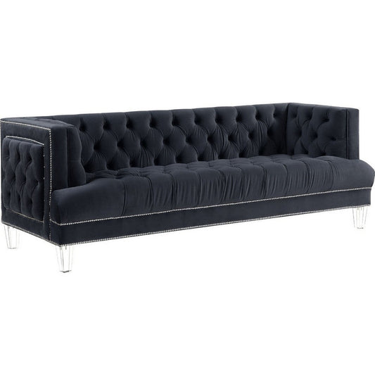 Velvet Fabric Upholstered Sofa, Black By Casagear Home