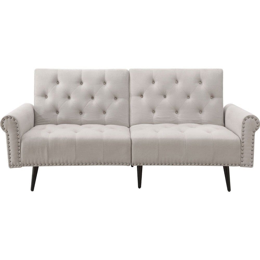 Adjustable Sofa with Button Tufting and Rolled Arms White By Casagear Home BM250414