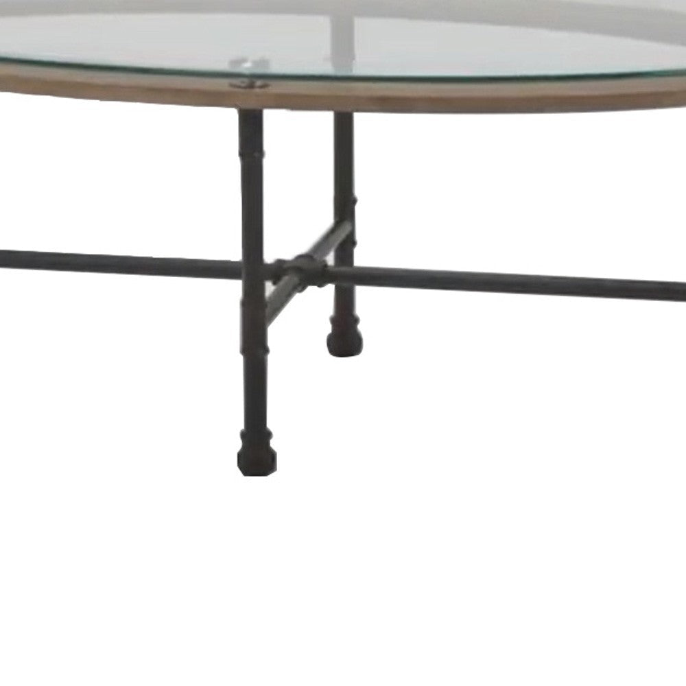 Coffee Table with Pipe Design Tubular metal Legs Brown By Casagear Home BM262146