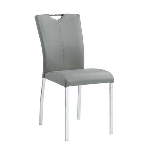 Leatherette Side Chair with Flared Back and Tubular Legs, Set of 2, Gray By Casagear Home