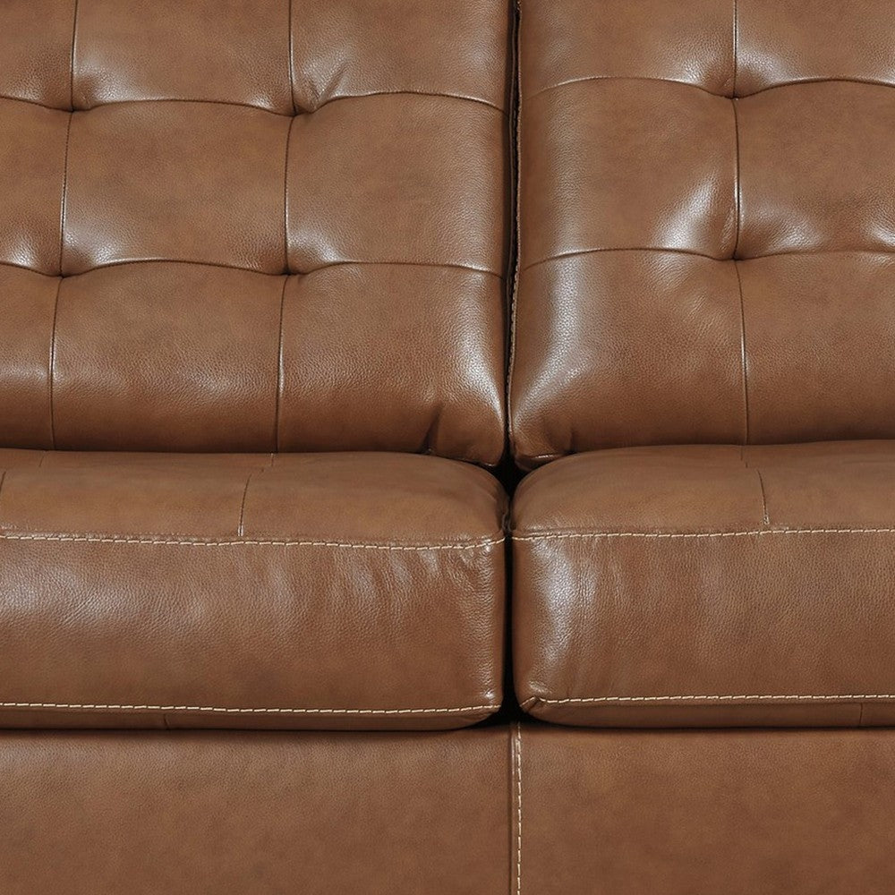 Armless Loveseat with Leatherette and Tufted Back Brown By Casagear Home BM262318