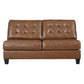 Armless Loveseat with Leatherette and Tufted Back, Brown By Casagear Home