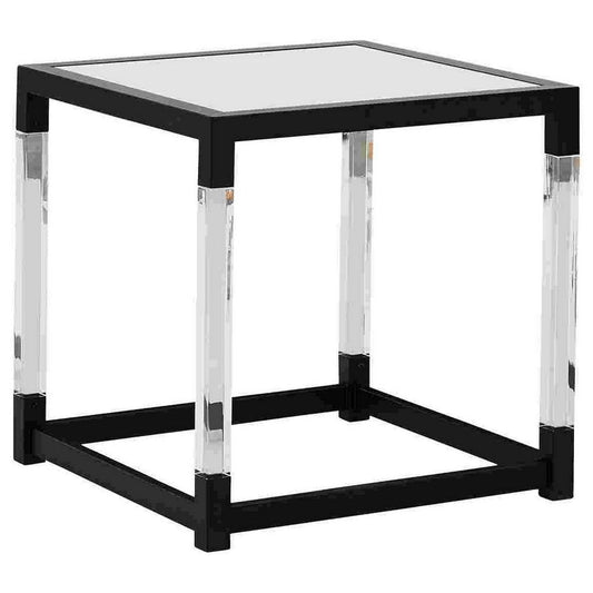 Square End Table with Acrylic Legs and Metal Base, Clear By Casagear Home