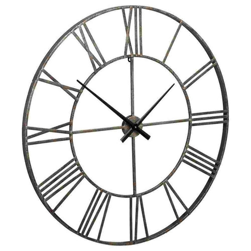 Dorian Wall Clock | Open Frame | Roman Numerals | Silver | 24"