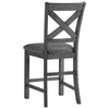 Barstool with Wooden X Shaped Back and Fabric Seat Set of 2 Gray By Casagear Home BM262478