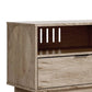TV Stand with 2 Drawers and Panel Base Natural Brown By Casagear Home BM262960
