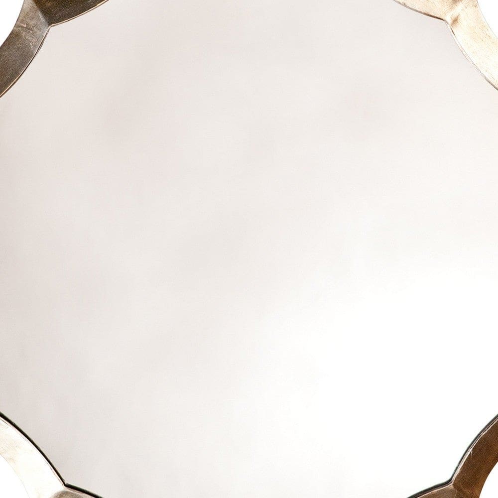 Round Mirror with Scalloped Metal Frame Gold By Casagear Home BM263629