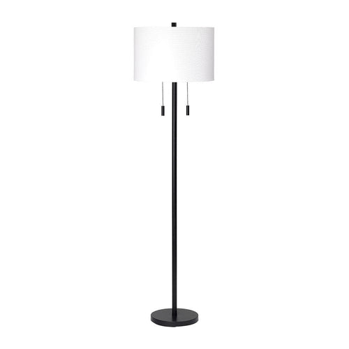 Nova Floor Lamp | Drum Shade | Pull Chain | White & Black