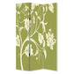 3 Panel Room Divider with Stems and Flower Pattern Cream and Green - BM26494 By Casagear Home BM26494