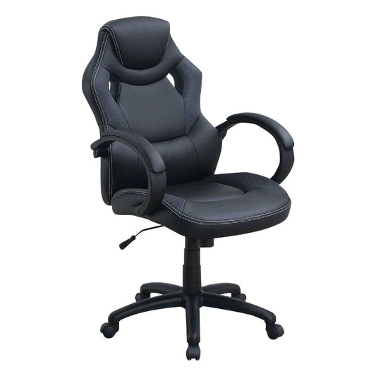 Office Chair with Curved Cut Out Padded Back, Black By Casagear Home