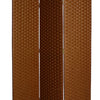 Wooden Foldable 3 Panel Room Divider with Streamline Design Dark Brown - BM26679 By Casagear Home BM26679