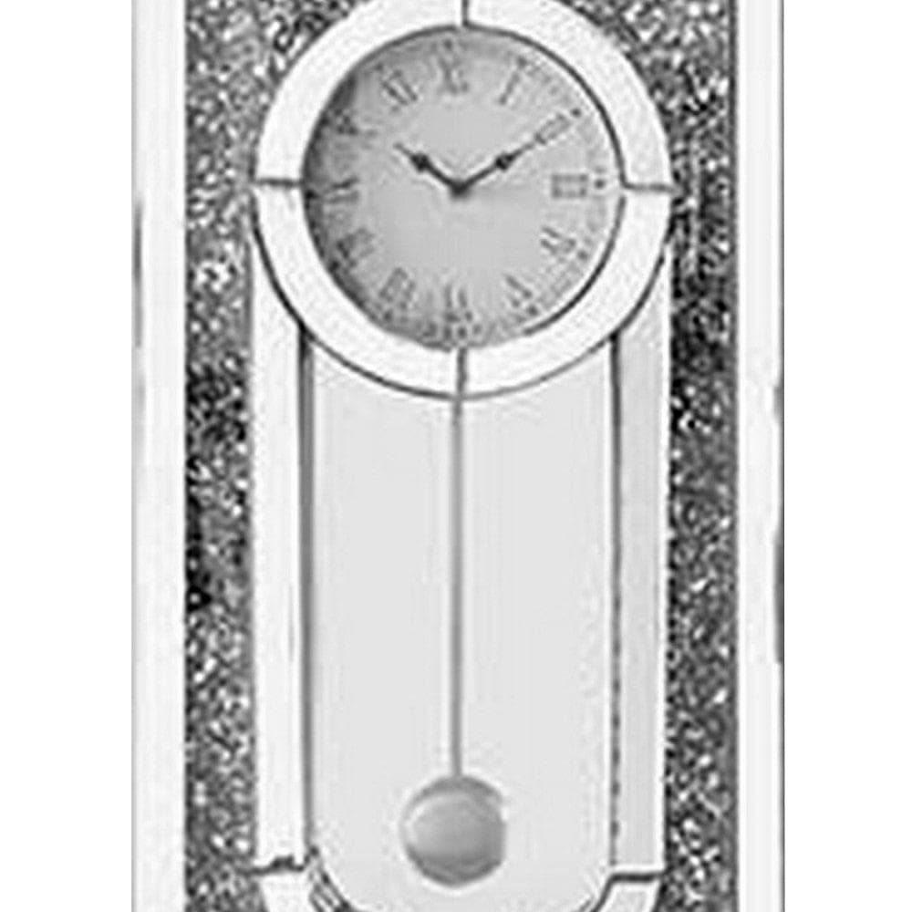Wall Clock with Mirror Trim and Scalloped Top Silver By Casagear Home BM268976