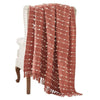 Veria 60 x 70 Cotton Throw with Pompom Stripe Design,Red By Casagear Home