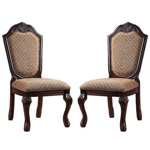 Cora Side Chair Set | Cabriole Legs | Padded Seat | Brown