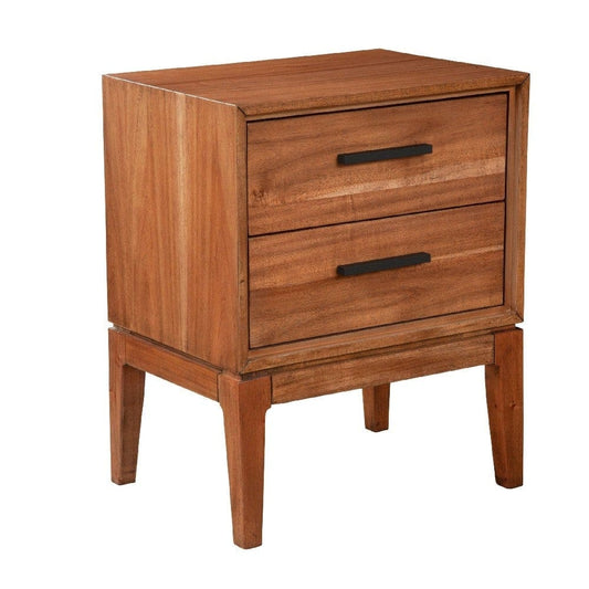 Nightstand with 2 Drawers and Wooden Frame, Brown By Casagear Home