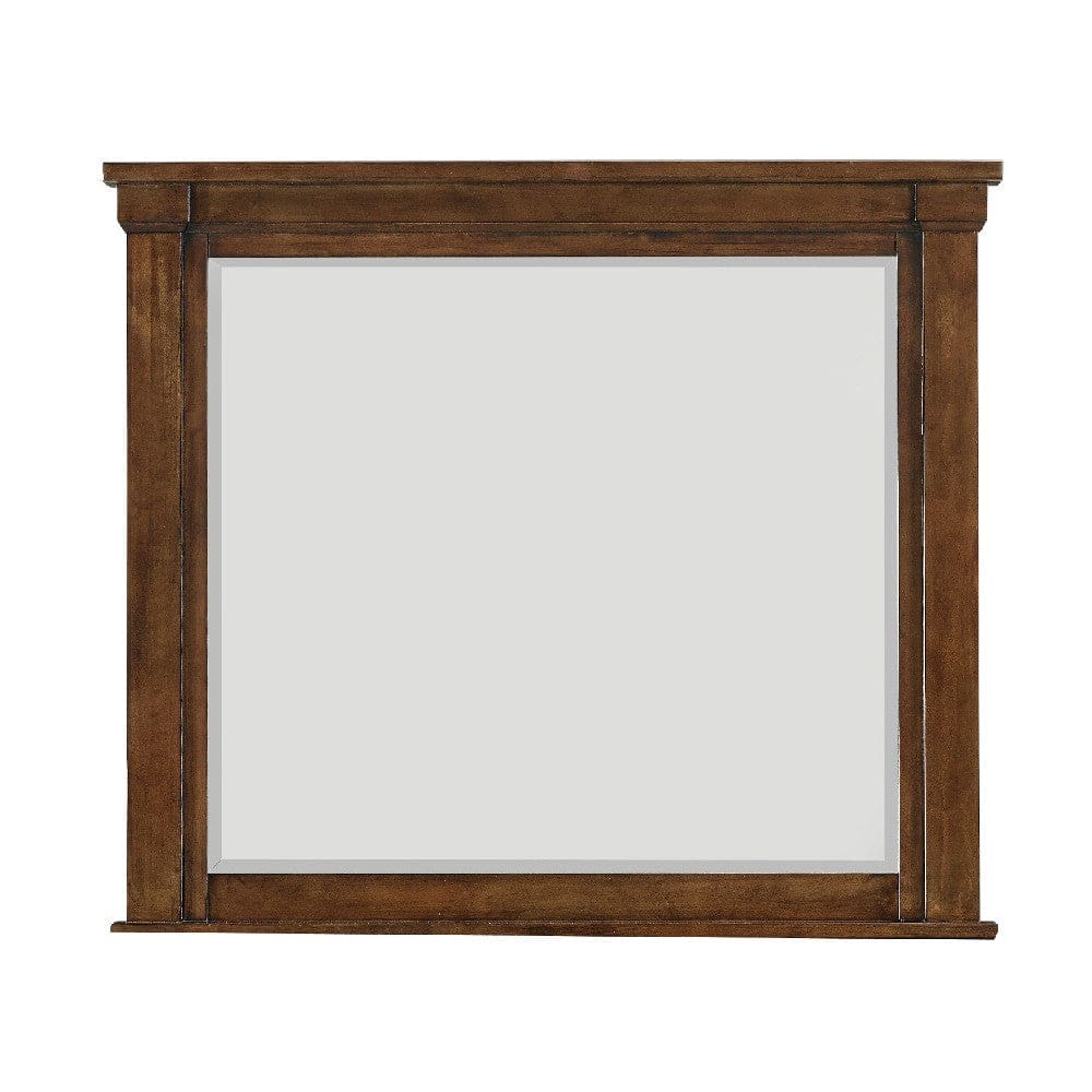 Rectangular Wooden Mirror with Molded Trim Oak Brown By Casagear Home BM271448