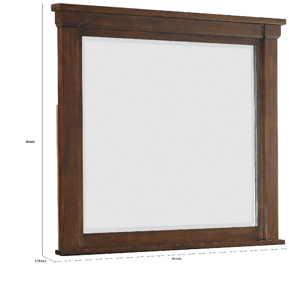 Rectangular Wooden Mirror with Molded Trim Oak Brown By Casagear Home BM271448