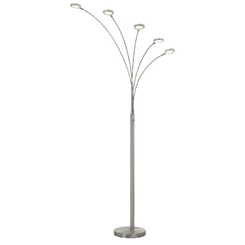 Nova Floor Lamp | 72" | Arched | 5 LED Branch Lights | Silver