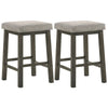 25 Inch Wooden Bar Stool with Fabric Seat, Set of 2, Gray By Casagear Home