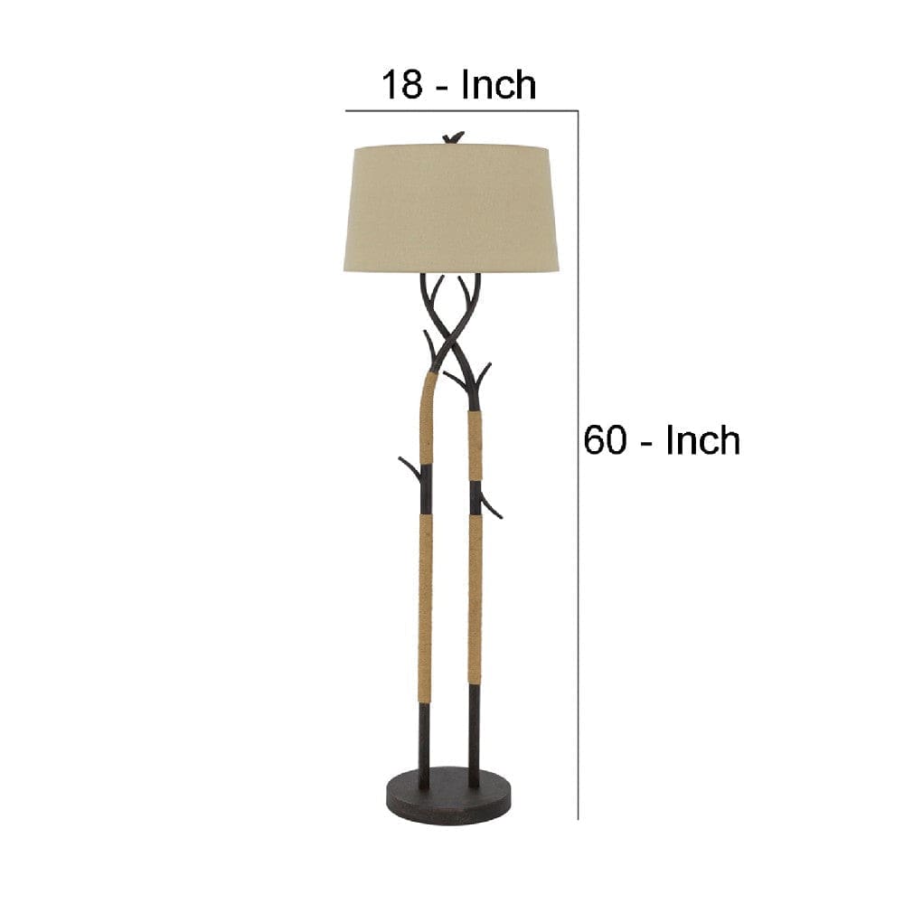 60 Inch Metal Tree Branch Base Floor Lamp Dimmer Black By Casagear Home BM272216