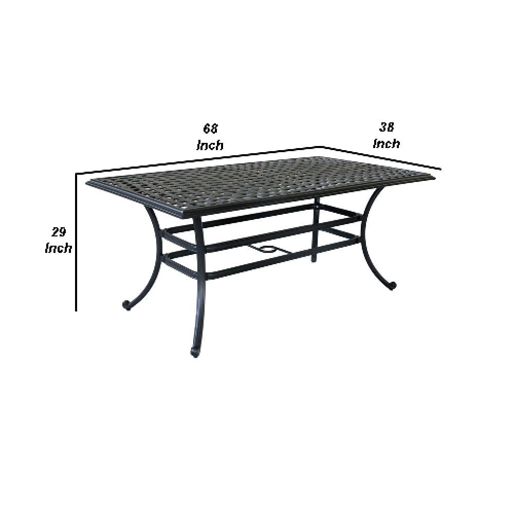68 Inch Wynn Outdoor Patio Pattern Metal Dining Table Black By Casagear Home BM272255