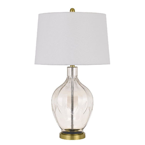 Table Lamp | 29" | Glass | Round Base | Dimmer | Clear & Brass