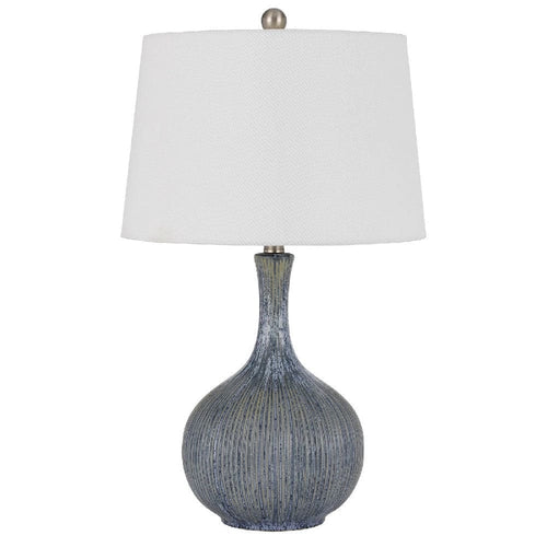 Table Lamp | 25" | Onion Shape | Ribbed Texture | Dimmer | Distressed Stone
