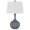 25 Inch Onion Table Lamp with Ribbed Texture and Dimmer, Distressed Stone By Casagear Home