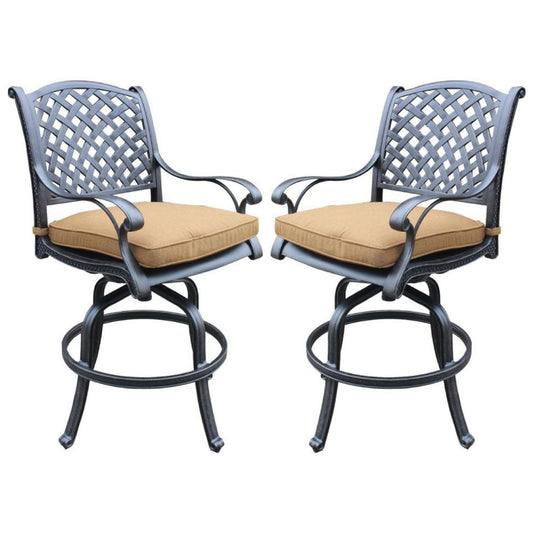49 Inch Swivel Outdoor Patio Bar Stool, Set of 2, Brown By Casagear Home