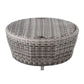 36 Inch Anders Round Outdoor Woven Wicker Coffee Table with Storage, Gray By Casagear Home