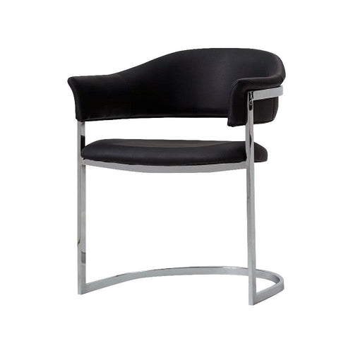 Ava Dining Chair | Metal Cantilever Base | Black Faux Leather | Chrome
