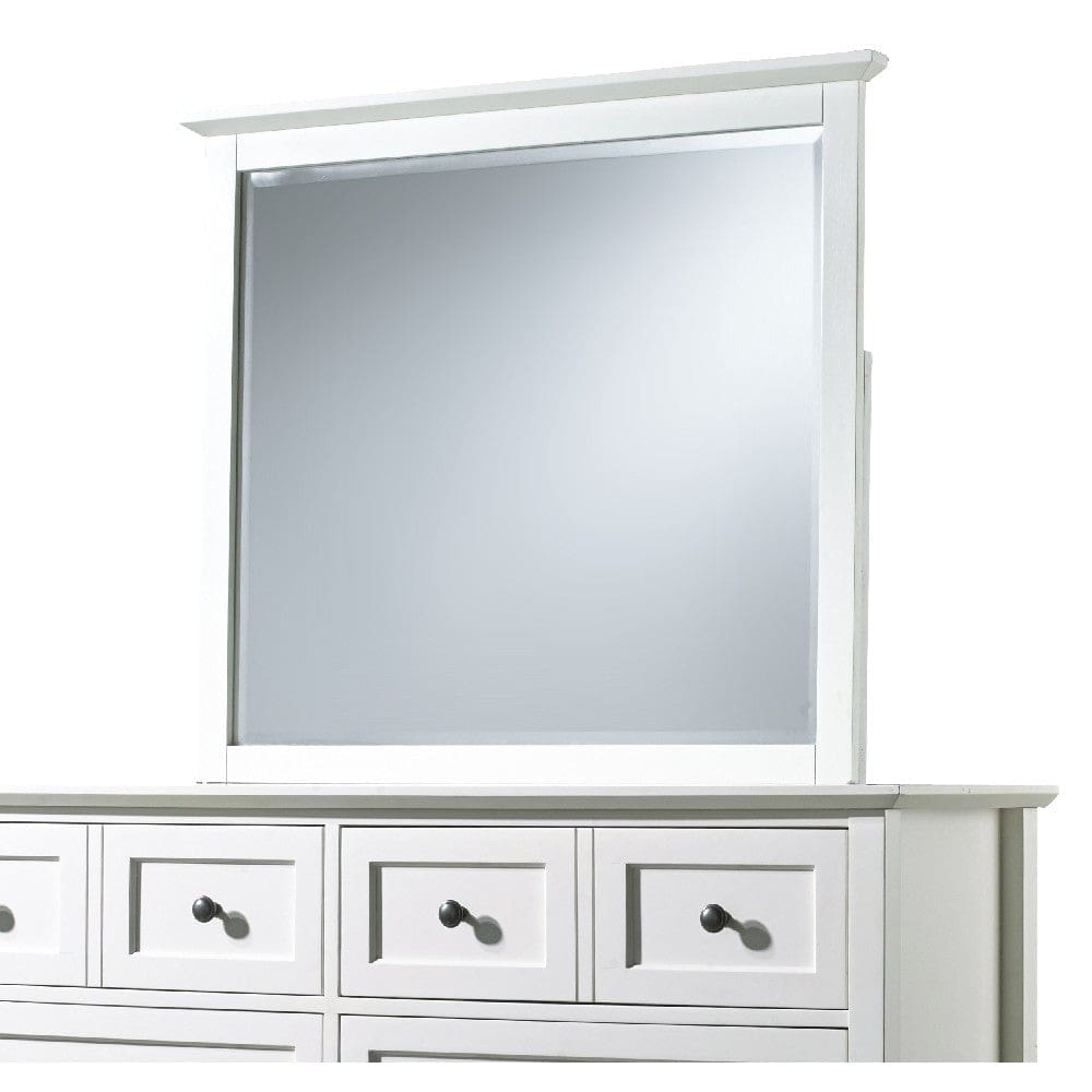 Neo Solid Mahogany Wood Dresser Mirror Beveled Trim Top White By Casagear Home BM273424