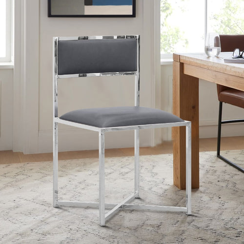 Eun Dining Chair | Faux Leather | Set of 2 | Dark Gray