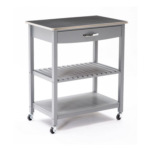 Kitchen Cart Island | 2 Tier | Lock Casters | Gray