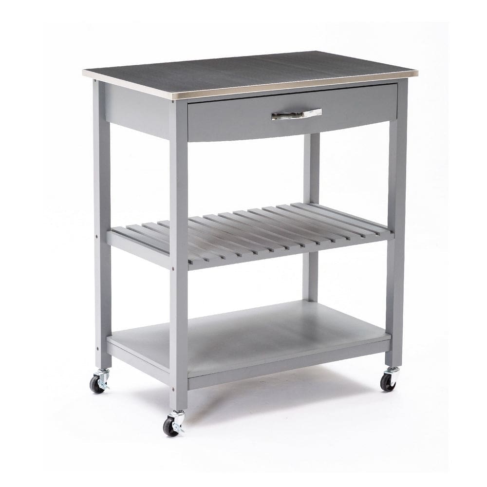 Kitchen Cart Island | 2 Tier | Lock Casters | Gray