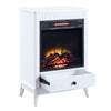 Etu 32 Inch Wood End Table with LED Electric Fireplace 1 Drawer White By Casagear Home BM274625