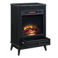 Etu 32 Inch Wood End Table with LED Electric Fireplace 1 Drawer Black By Casagear Home BM274626