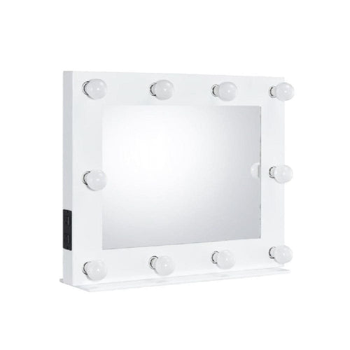 Modern Lighted Mirror | 32" | 10 Bulb Sockets | White